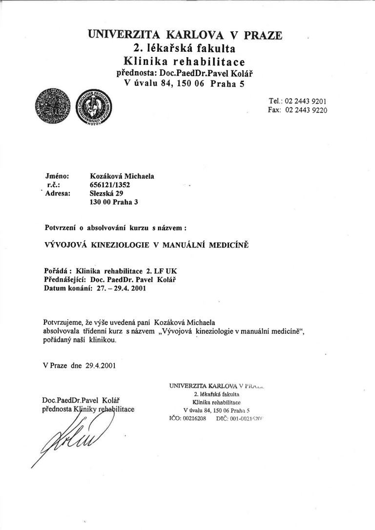 Certifikát odborné způsobilosti 5 – Michaela Kozáková