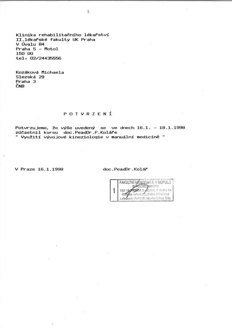Certifikát odborné způsobilosti 6 – Michaela Kozáková