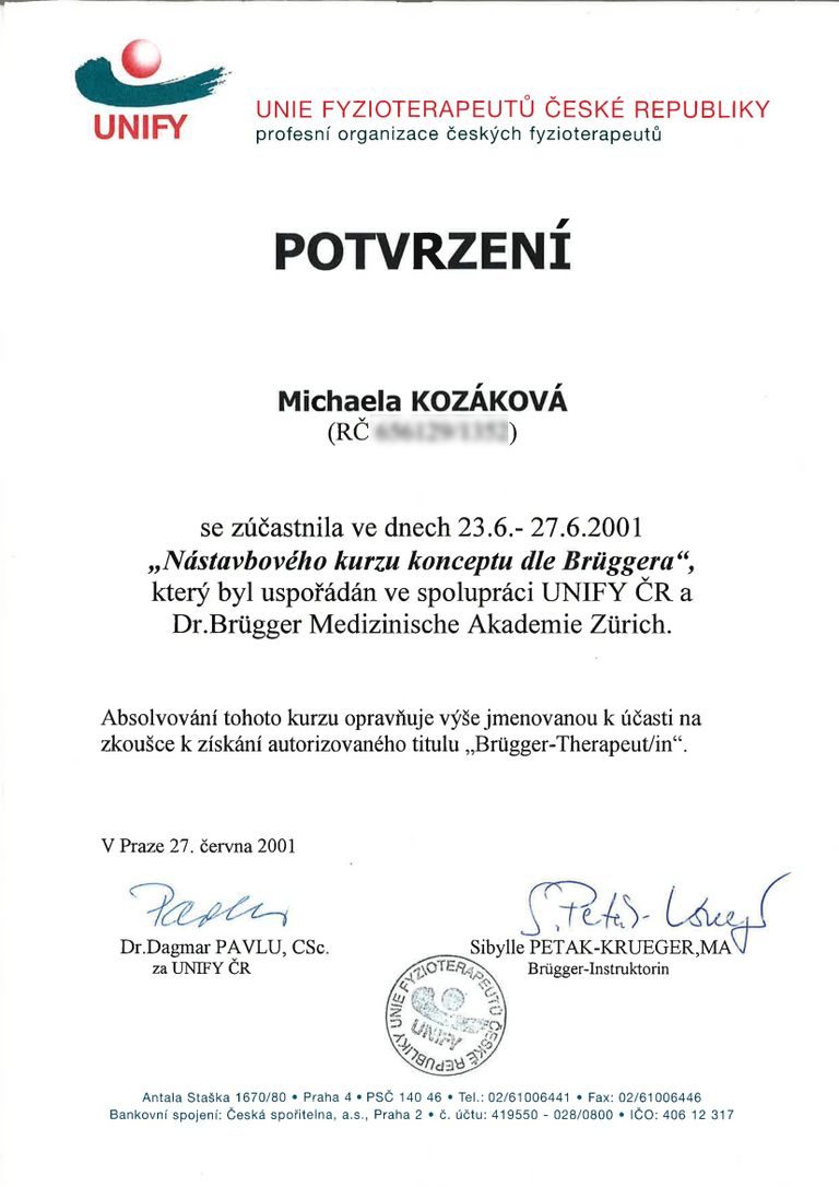 Certifikát odborné způsobilosti 7 – Michaela Kozáková